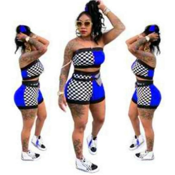 Blue checker 2 piece - Picture 1 of 1